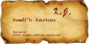 Komán Jusztusz névjegykártya